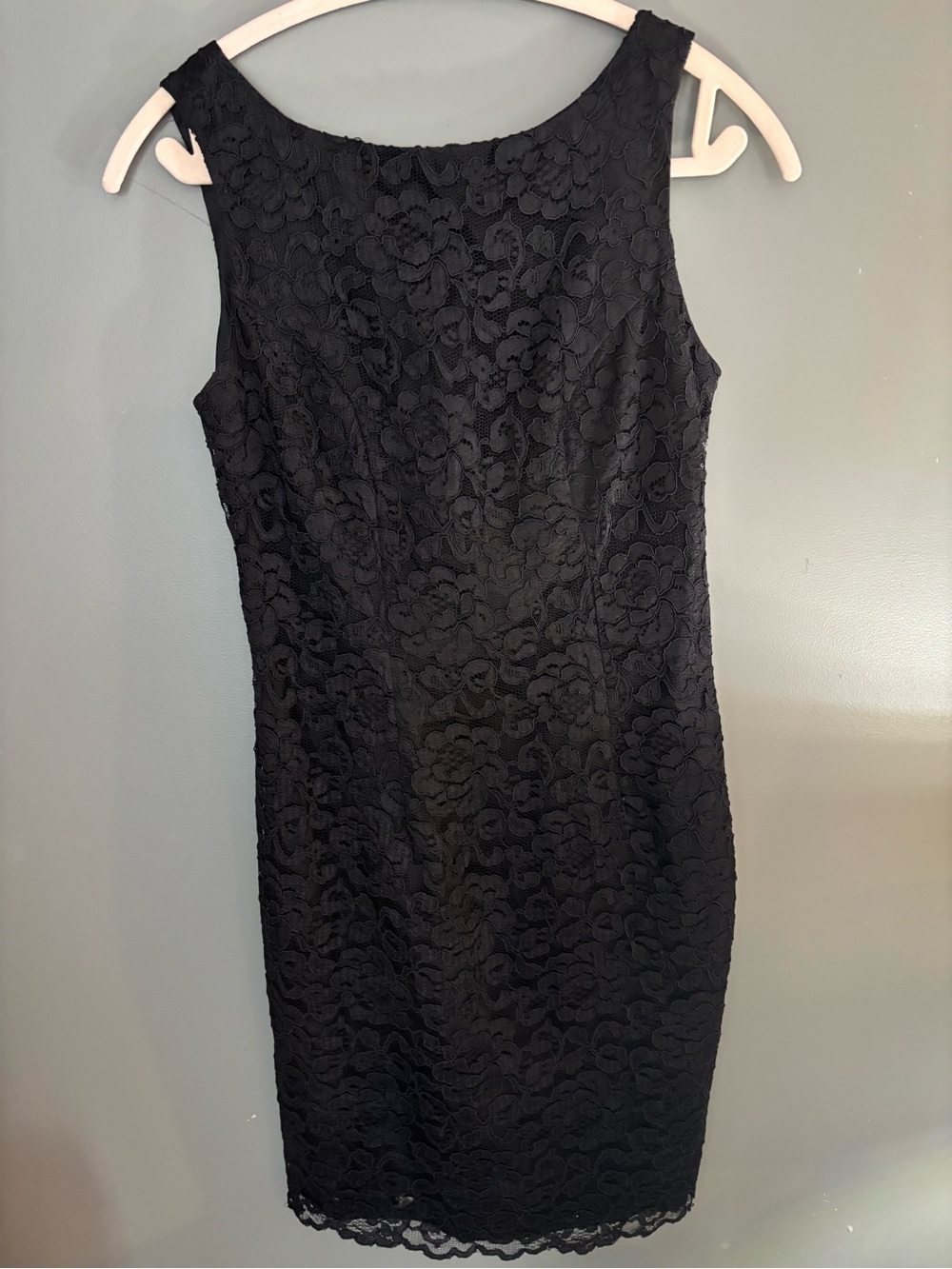 Vintage Cassidy Black Floral Lace Sheath Prom Dress Size 6